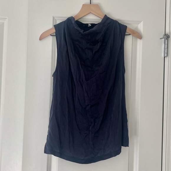 Reiss Lola Navy Blue Silk Sleeveless Shell Top - Picture 3 of 5